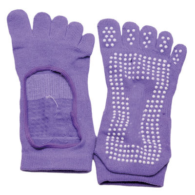 ถุงเท้าโยคะกันลื่นผ้าฝ้ายถักยิมนาสติก Dot 5 Toe Yoga Grip Socks